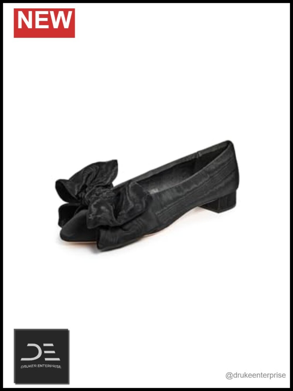Loeffler Randall noa bow pointy toe flats chunky block heel satin leather